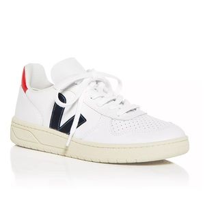 Veja White and Navy Sneakers